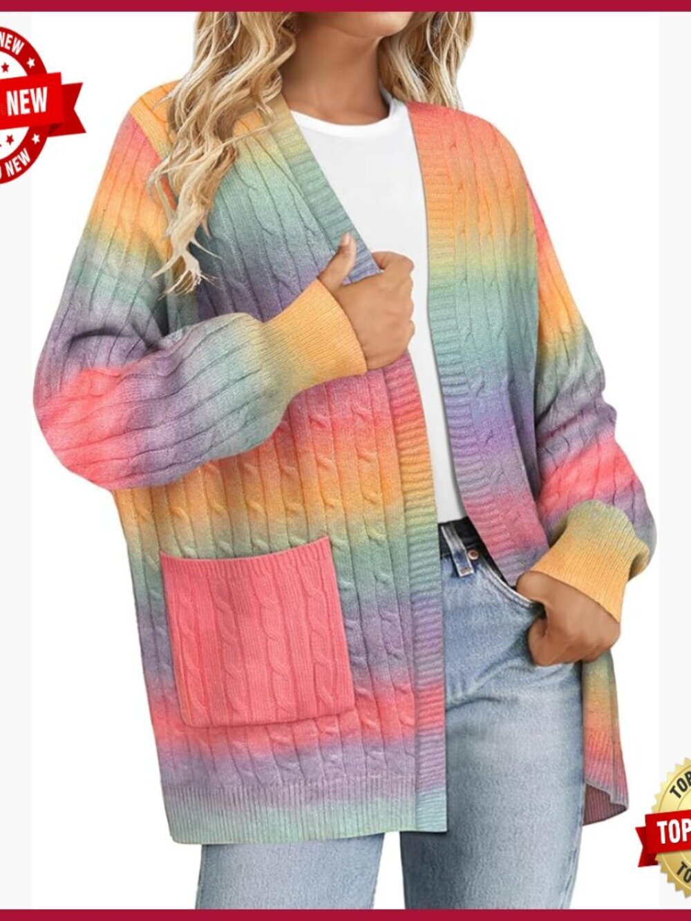 Plus Size Oversized Open Front Cardigan Sweater Coat with Pockets Long Sleeve